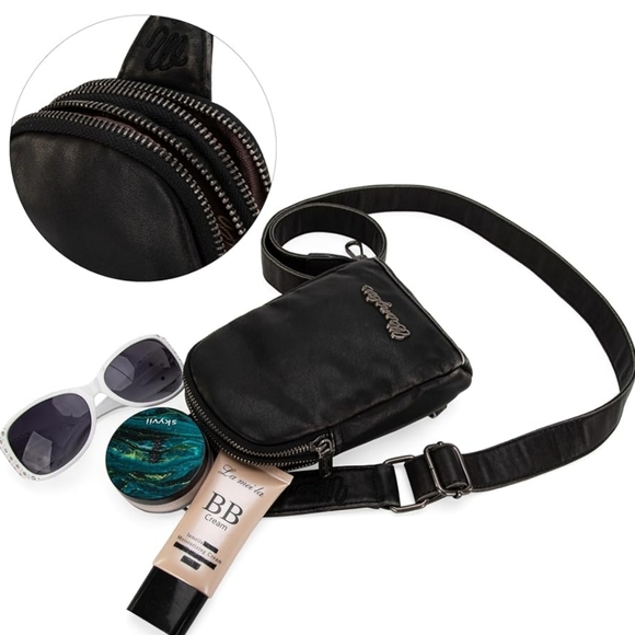 Wrangler sling bag/ crossbody vegan leather black NEW - Picture 3 of 9